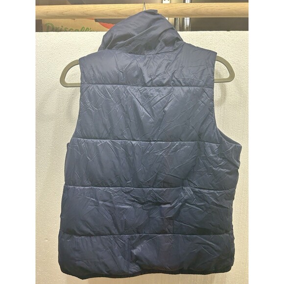 Old Navy Womens Puffer Vest Medium Navy Blue Full Zip Mock Neck Pockets - Picture 2 of 6